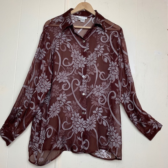 Silk Per Lui Per Lei by Kukki sheer eggplant top - Picture 8 of 8